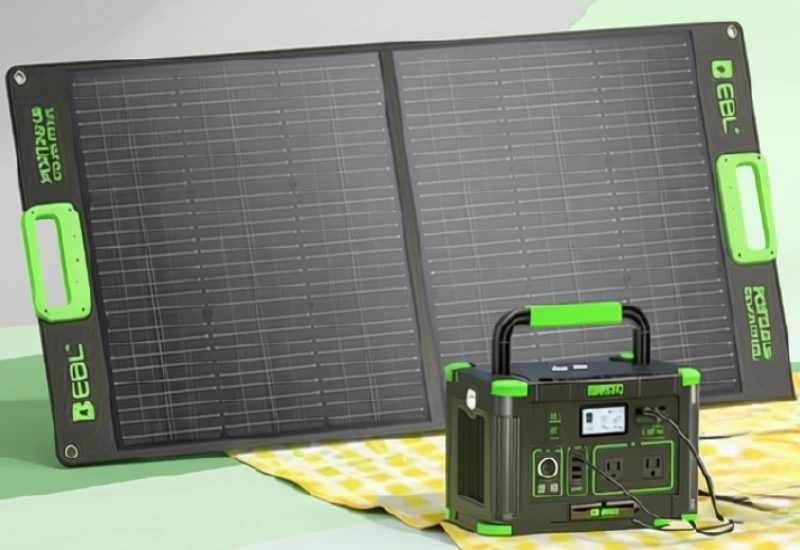 EBL 500W Power Station with 100W Solar Panel - Full View