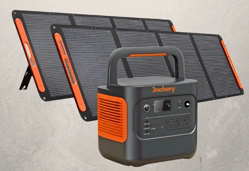 Full view of the Jackery Explorer 2000 v2 2042Wh power station with 2x200W Solar Panels