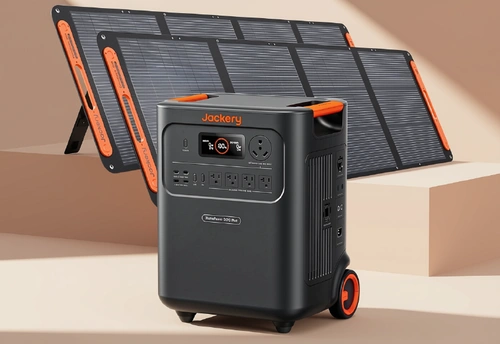 Full view of the Jackery HomePower 3600 Plus with 2x200W Solar Panels - Featured Image.