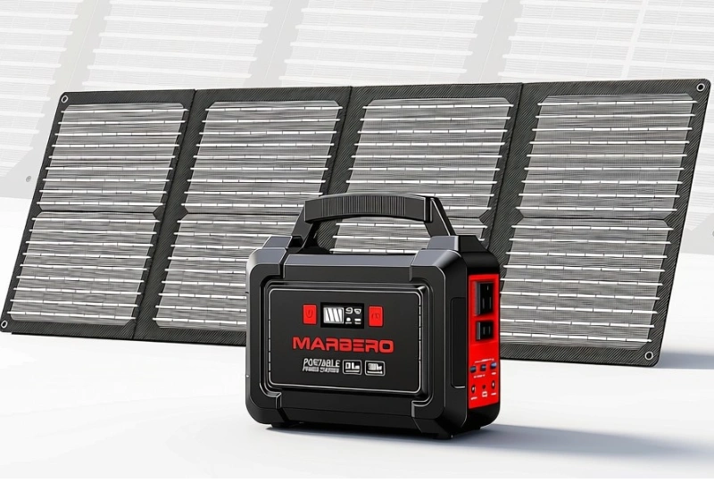MARBERO Power Station 296Wh with 60W Foldable Solar Panel - Full View