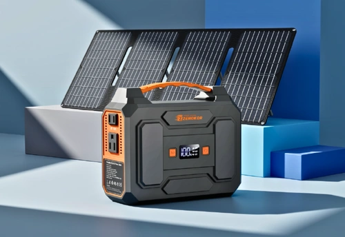Full view of the ZeroKor 146Wh Portable Power Station and 40W Solar Panel