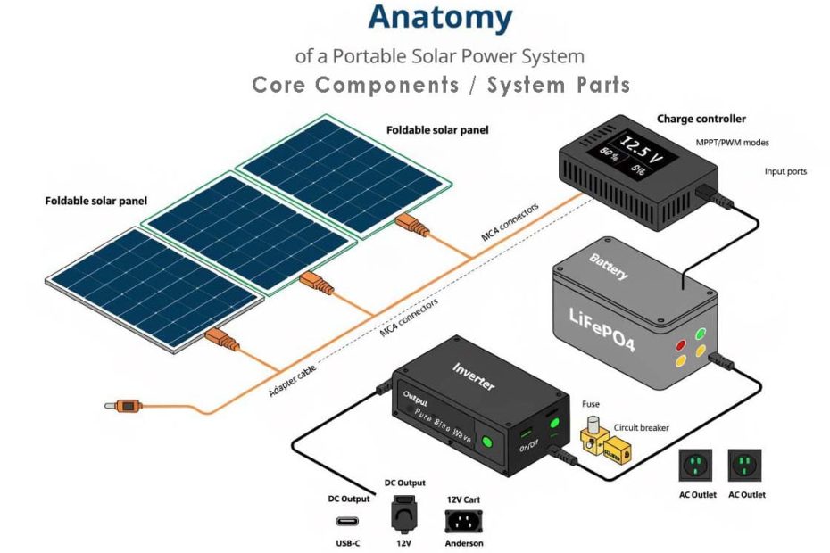 System Parts (Core Componrents) and Anatomy of a Portable Solar System